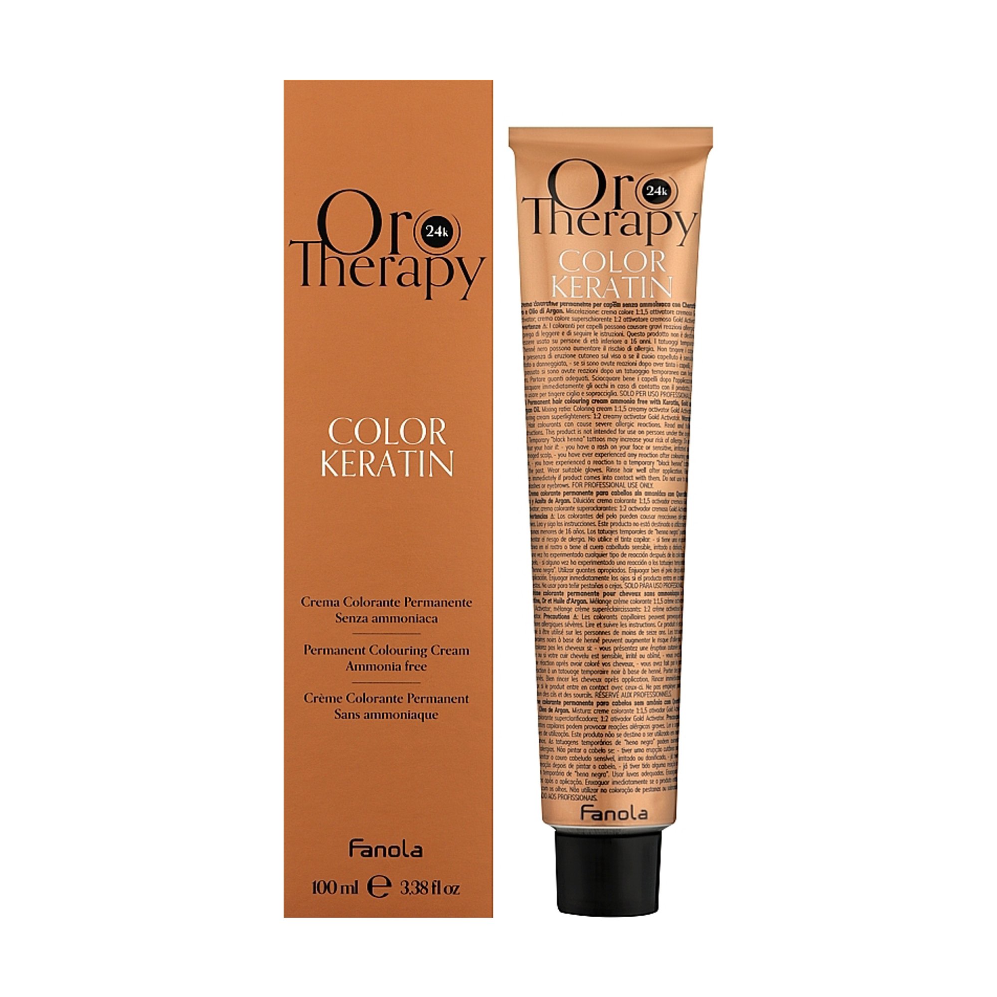 Безаміачна крем-фарба для волосся Fanola Oro Therapy Color Keratin Oro Puro 8.21 Light Blonde Violet Ash, 100 мл